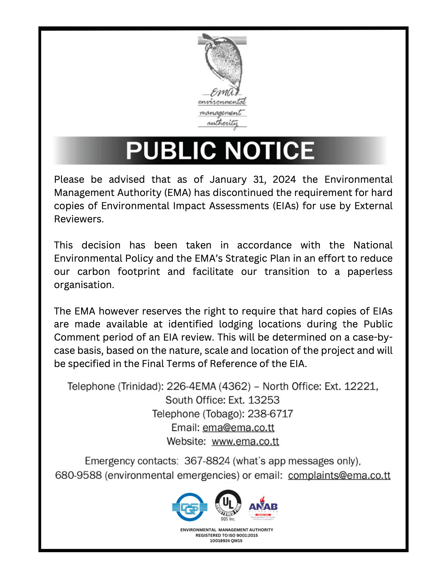 Public Notice EIA
