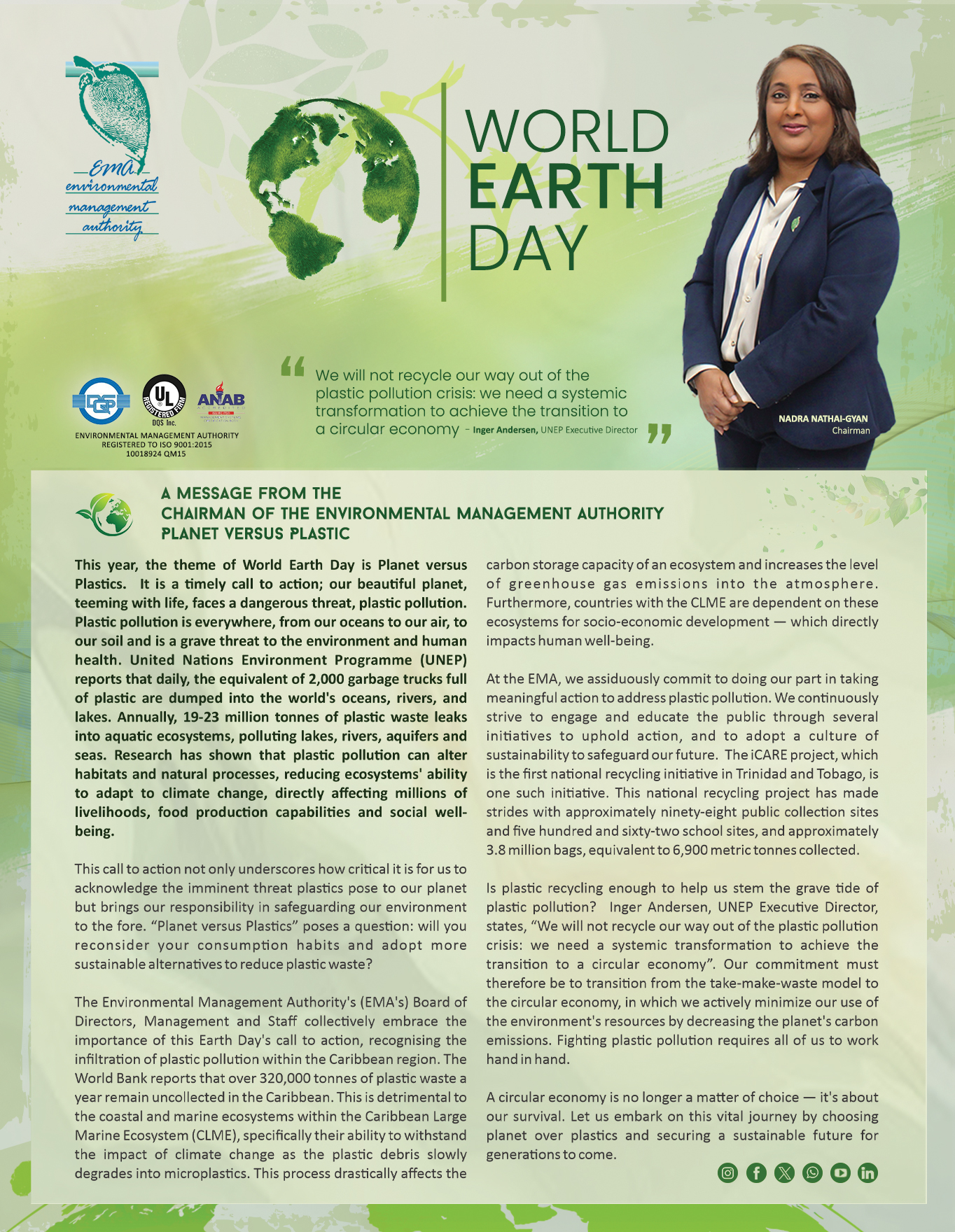 EMA Chairman's World Earth Day Message